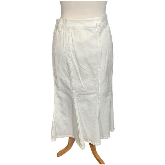 Vintage Lauren Ralph Lauren NWT White Denim Skirt Midi Length SZ 14 NWT Flare - Picture 3 of 10